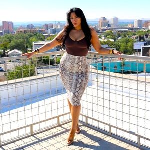 Naked Wardrobe snakeskin double lined skirt